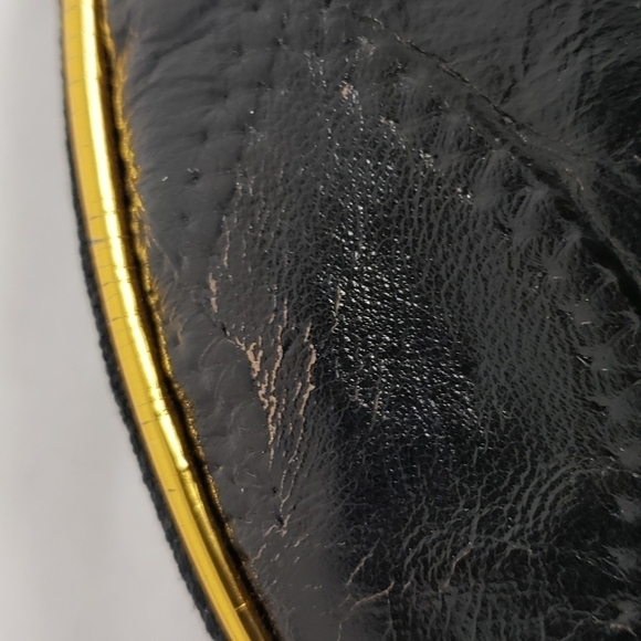 Vintage Patchwork Leather Makeup and Coin Bag Set of 3 Black Gold VGUC - Picture 13 of 16